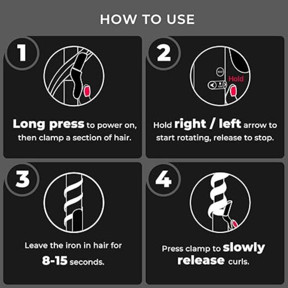 NIB TYMO ROTA Automatic Curling Iron Wand 1 1/4 " Ionic Rotating Hair Curler - Picture 8 of 9